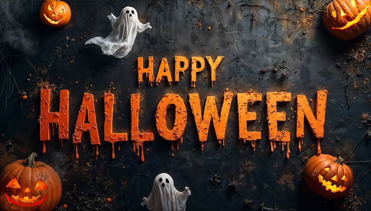 Free Photo happy halloween background with pumpkin