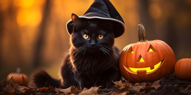 ハッピーハロウィーンの黒猫の背景