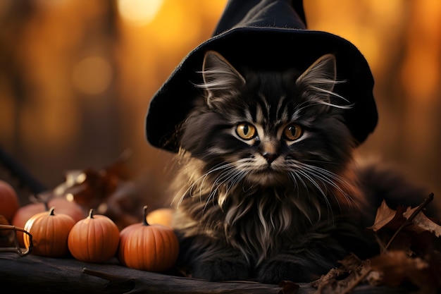 Free photo happy halloween black cat poster