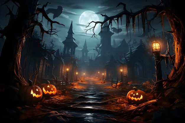 Бесплатное фото Счастливый хэллоуин плакат фон