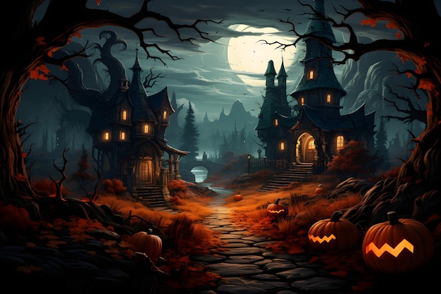 Бесплатное фото Иллюстрация плаката счастливого хэллоуина