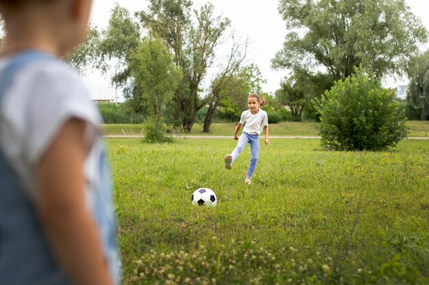 Happy kid playing outdoors