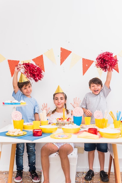 Happy kids celebrating birthday party