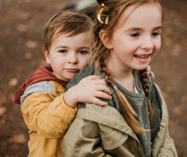 Happy kids having fun outdoors