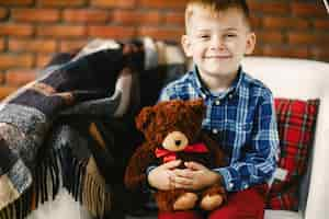 Free photo happy little boy playing