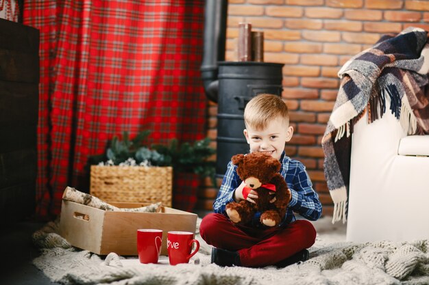 happy little boy playing