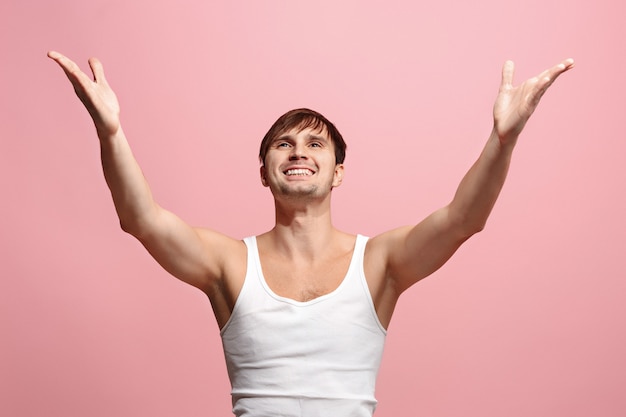 Happy man celebrating being a winner