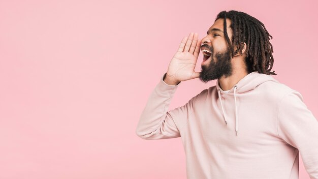 Happy man in a sweatshirt