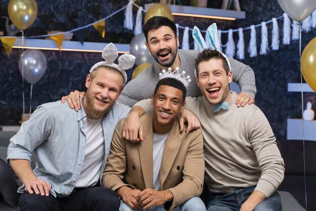 happy men at bachelor party