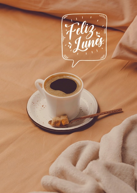 Free Photo happy monday concept with coffee cup