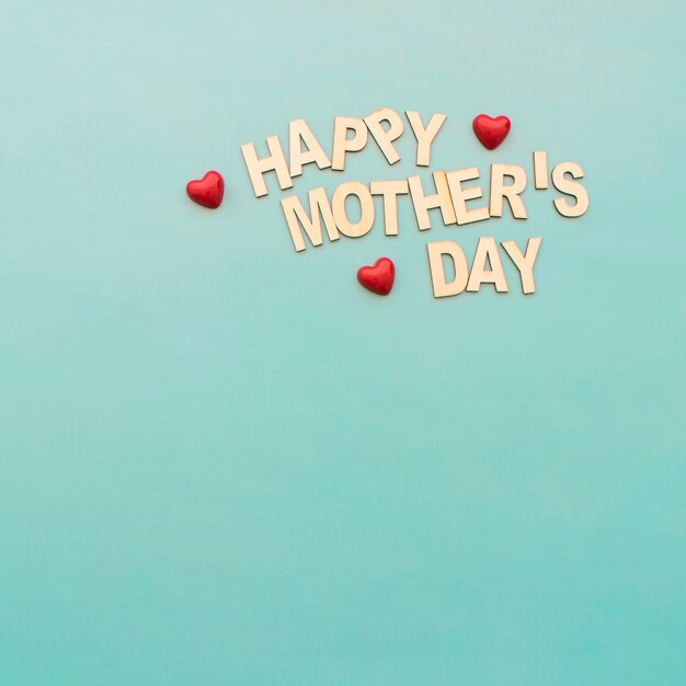 "happy mother's day" lettering with hearts