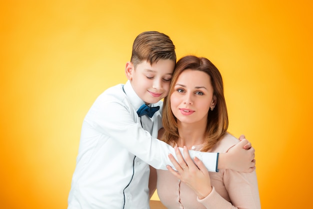 Happy mother and son