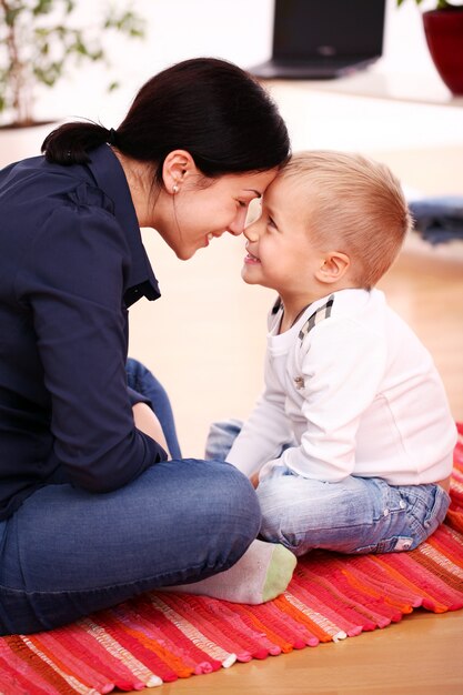 happy mother with son