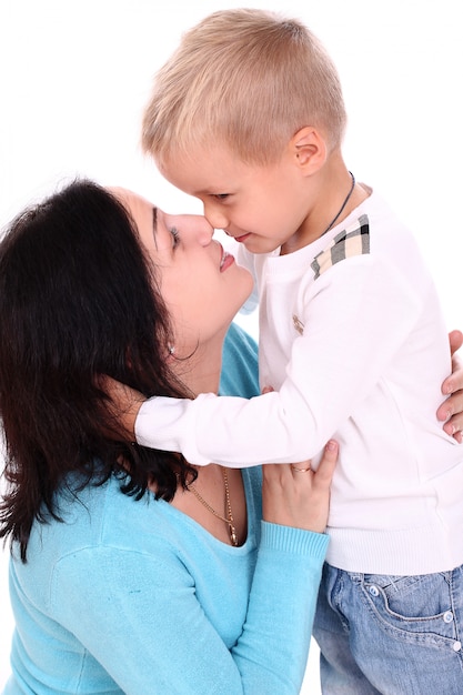 happy mother with son