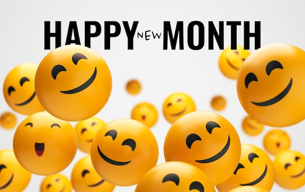 Foto gratuita frasi di felice anno nuovo con emoji sorridenti
