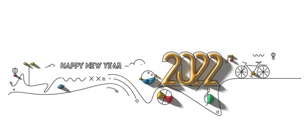 새해 복 많이 받으세요 2022 3D 렌더링 디자인.
