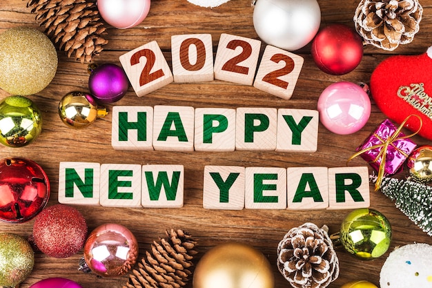 Happy new year 2022 christmas 2022 christmas gifts placed in a festive atmosphere