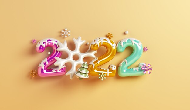 Happy new year 2022 decoration background with snowflakes