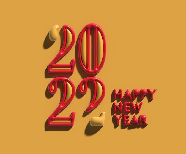 Free photo happy new year 2022 text typography 3d design.