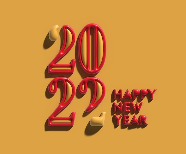 Happy New Year 2022 Text Typography 3D Design.