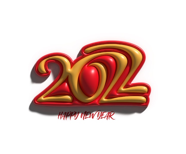 Foto gratuita felice anno nuovo 2022 testo tipografia 3d design.