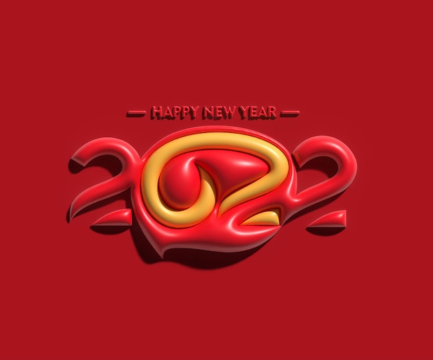 Free photo happy new year 2022 text typography 3d design.