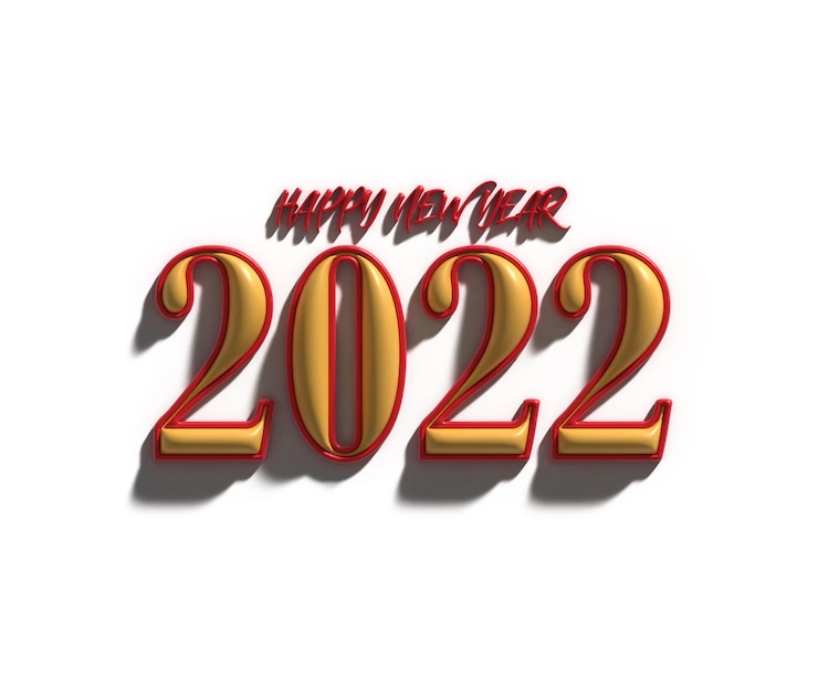 무료 Photo 새해 복 많이 받으세요 2022 텍스트 타이포그래피 3d 디자인.