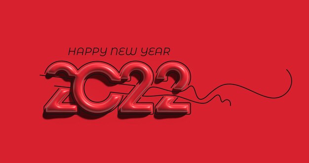 Happy New Year 2022 Text Typography 3D Design.