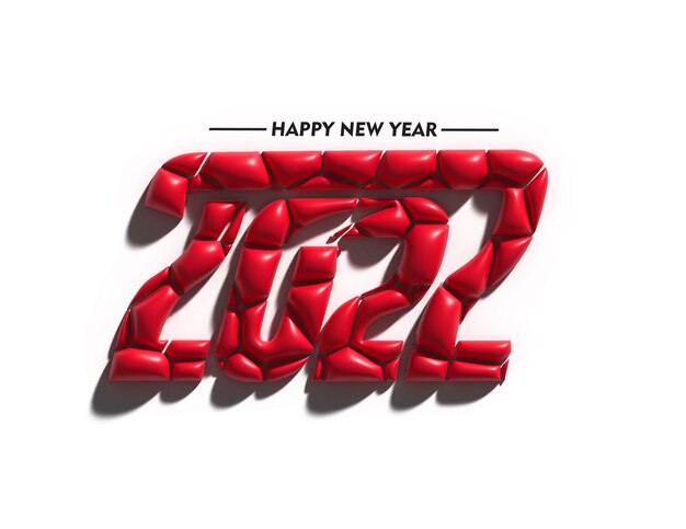 Happy New Year 2022 Text Typography Design.