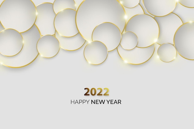 Happy new year background with circular and shiny elements