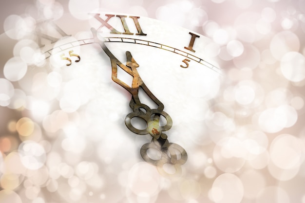 Happy new year background with clock face