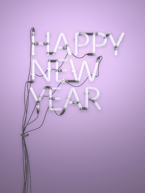 Happy New Year Neon Light 3D