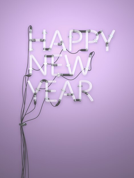 Happy New Year Neon Light 3D