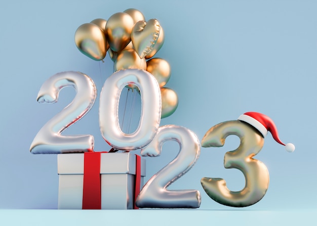 Happy new year with balloons