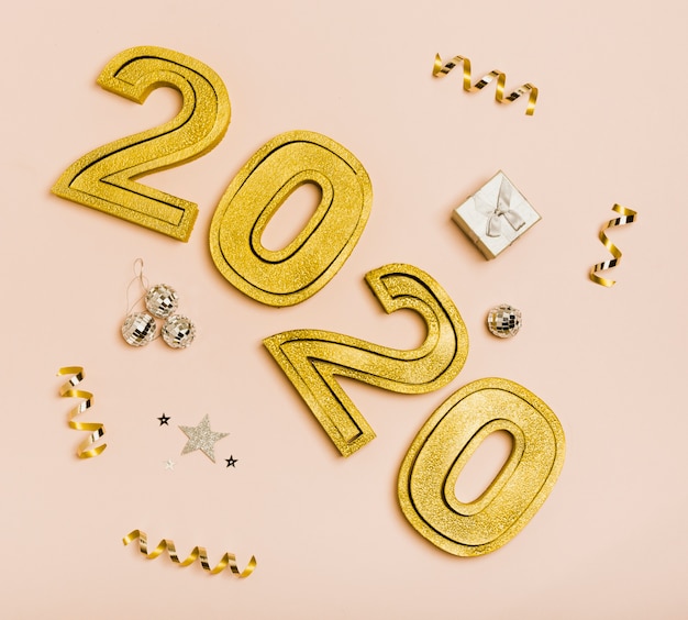 황금색 2020 새해 복 많이 받으세요
