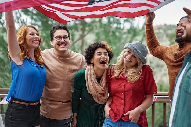 Happy people 4th of july celebration