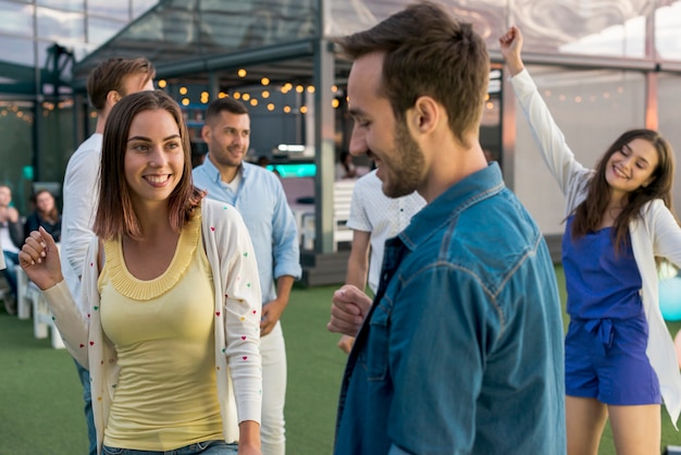 Happy people at a party