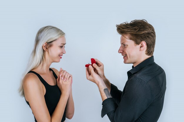 Happy portrait of Couple surprise marriage