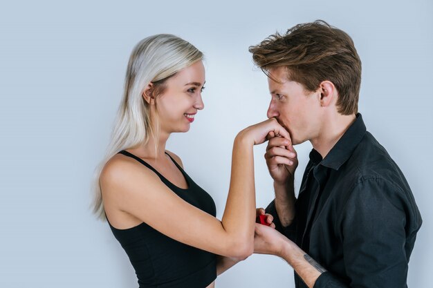 Happy portrait of Couple surprise marriage