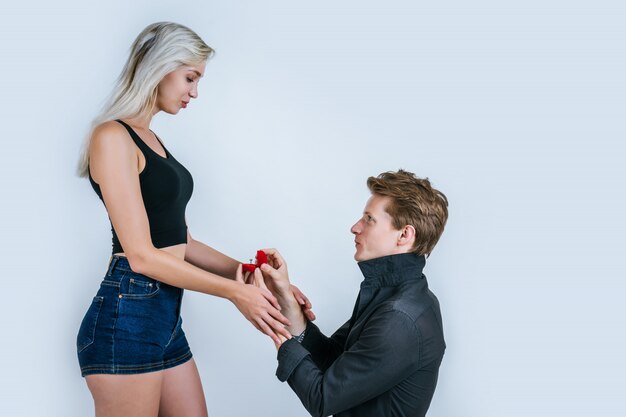 Happy portrait of Couple surprise marriage