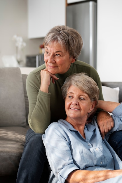 Happy queer eldery couple medium shot