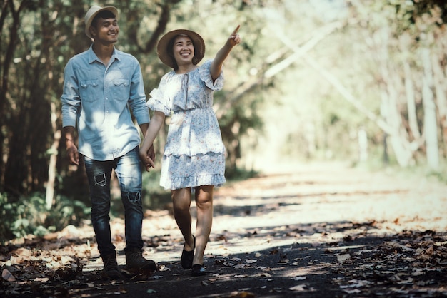 Free photo happy romantic couple in love at the lake outdoor