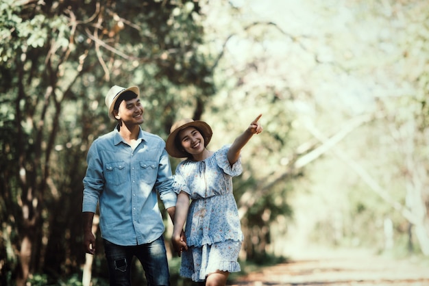 happy romantic couple in love at the lake outdoor