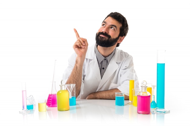 Happy Scientist man thinking