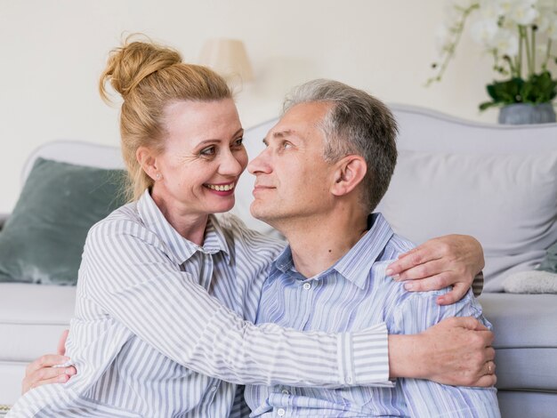 Happy senior man and woman together