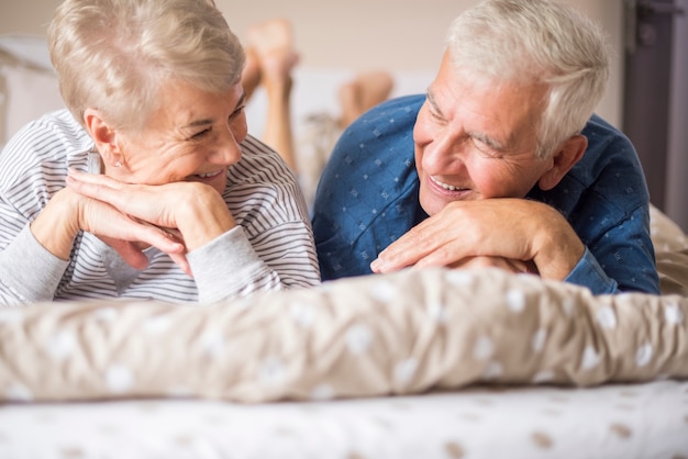 Free photo happy senior marriage staring at each other