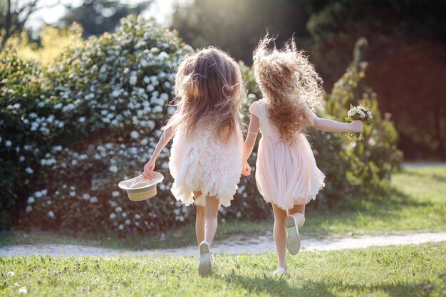 happy sisters portrait outdoor