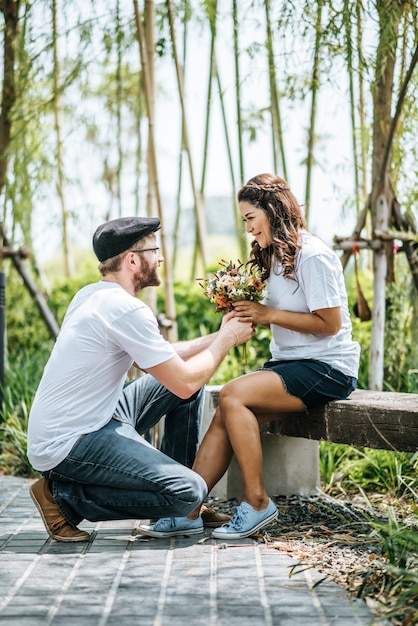 Happy Smiling Couple diversity in love moment together