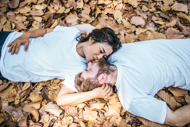 Happy Smiling Couple diversity in love moment together