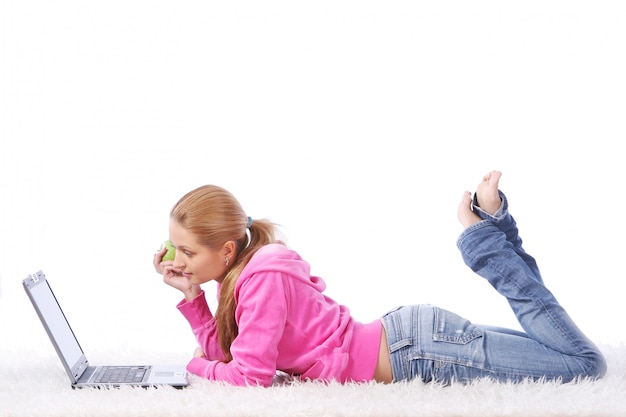 Happy smiling young girl in room